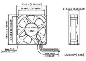 พัดลมไร้แปรงถ่าน 70 มม. 12V DC ใบพัดพลาสติก 6000 รอบต่อนาที (D7025-K) - Product Image 3