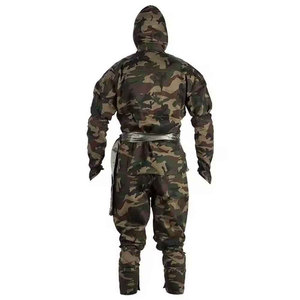 Costume de ninja noir unisexe, entièrement à capuche, vêtements d'arts martiaux Kung Fu, coupe régulière, polyester extensible et durable, taille adulte en stock - Product Image 5