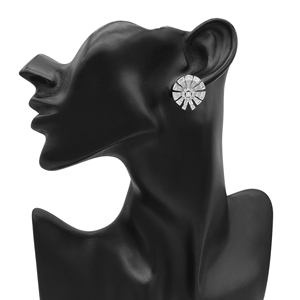 Pendientes de Diamantes Naturales Redondos Tipo Baguette, 2.01 Cttw, Plata de Ley 925, Color G-H, Engaste de Garras, Joyería de Moda para Bodas, Venta al Por Mayor - Product Image 4
