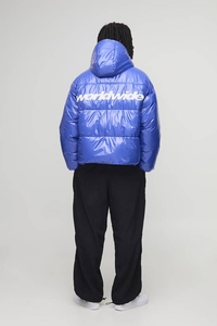 Custom Winter Logo Fashion Boxy Canvas Stand Collar Puffer <b>Windbreaker</b> with Shiny <b>Black</b> - Product Image 2