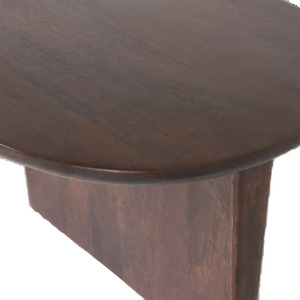 Modern Wood Coffee <b>Table</b> Solid Mango Wood Handmade Living Room Furniture Dark <b>Brown</b> Finish Oval Shape - Product Image 4
