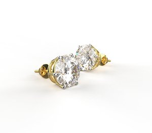 Classic Round Diamond Stud <b>Earrings</b> Yellow Gold Claw Setting Women's <b>Fine</b> Jewelry Wedding <b>Earrings</b> - Product Image 3