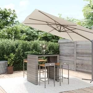 Ensemble de bar de patio gris et noir pour collection de meubles d'extérieur de jardin - Product Image 1
