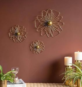 Modern Metal Floral Wall <b>Art</b> Set Hanging Decorative Accents for Home Interior Design - Product Image 1