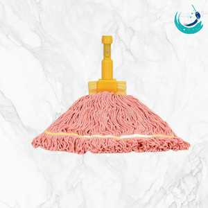 KSR High Quality Cotton Orange Yarn Kentucky Mop Heads <b>5</b>" Yellow Top Band Self Wringer Reusable Durable Sustainable Refillable - Product Image 1