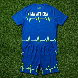 Custom <b>Blue</b> Soccer Uniform Set Pulse Line <b>Football</b> Jersey Shorts <b>Socks</b> Team Sportswear - Product Image 6