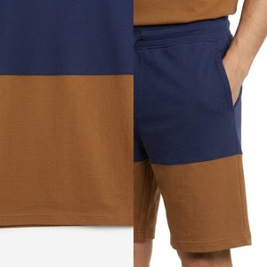Wholesale New Men Navy And Camel Color Block Co Ord <b>Set</b> Contemporary Streetwear T Shirt With Matching Shorts - Product Image 4