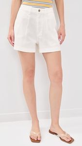 Shorts Blancos de Algodón de Cintura Alta con Cierre de Botones, Shorts Casuales para Mujer, Color Sólido, Tela Oxford Transpirable, Corte Regular - Product Image 3