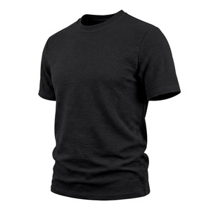 Men's Solid Color Crew Neck Polyester Breathable Pleated T <b>Shirt</b> Comfortable Regular Fit Casual Short Sleeve Summer Daily Wear - Product Image 3