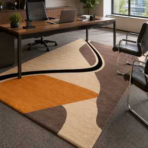 Tapis géométrique moderne en laine de Nouvelle-Zélande tufté à la main, tapis abstrait pour salon, bureau, chambre à coucher, hôtel, décoration - Product Image 1