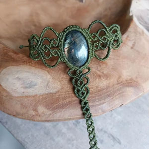 Pulseras Ajustables de Macramé con Mariposas Turquesas Vintage, Piedra Natural, Estilo Boho, Hechas a Mano, Regalo Curativo - Product Image 1
