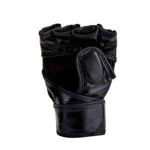 Gants de MMA en cuir pour adultes, design à doigts ouverts, sangle de poignet réglable, fermeture auto-agrippante pour la boxe, le grappling, l'entraînement en salle de sport - Product Image 3