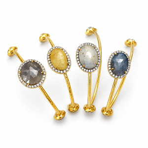 Brazalete Moderno de Plata de Ley 925 Chapado en Oro con Piedras Preciosas para Mujer, Accesorios de Moda - Product Image 3