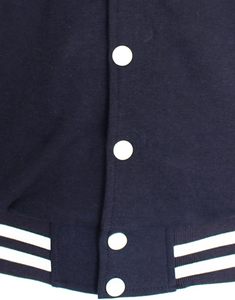 Chaqueta Varsity Azul Marino para Hombre con Mangas Blancas y Puños a Rayas, Estilo Preppy, Cierre de Botones, para Otoño - Product Image 3