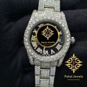 Montre de luxe pour femme Pahal Jewels avec diamants, boîtier rond en acier inoxydable de 40 mm, cadran analogique, verre saphir, fermoir pliant - Product Image 1