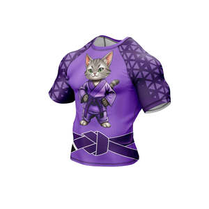 Maillot de compression à manches longues en polyester/nylon imprimé par transfert thermique personnalisé, séchage rapide, respirant, pour MMA, BJJ, vêtements de sport - Product Image 3