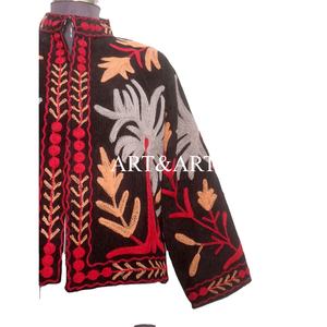 Handmade Floral Embroidery Quilted Cotrise Jacket Button <b>Detail</b> Cotton Stripe Lining Winter Autumn <b>Quick</b> Dry Style Party Wear - Product Image 5