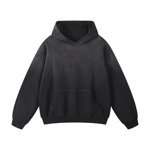 Sweat à capuche oversize en coton molletonné pour homme, style streetwear, teinture dégradée vintage, poids lourd, ODM - Product Image 1