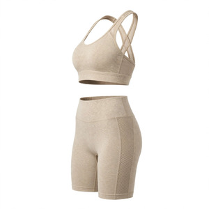Conjunto de sujetador deportivo personalizado para mujer, sin aros, transpirable, sin costuras, de 2 piezas, deportivo, para todas las estaciones, lavable a máquina - Product Image 3