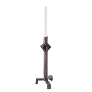 Industrial Cast Iron Taper Candle <b>Holder</b> Brutalist Style Wrought Iron <b>Candlestick</b> Antique Bronze Finish Metal Pillar Stand - Product Image 1