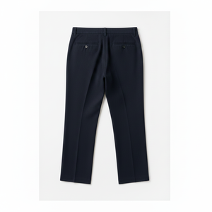 Pantalon formel plissé en satin respirant bleu marine pour homme, coupe droite avec fermeture éclair, idéal pour les tenues décontractées ou professionnelles - Product Image 2