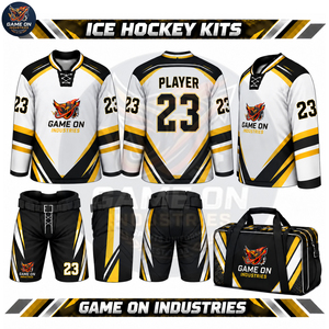 Kit complet de vêtements de sport professionnels pour équipes, comprenant maillot de hockey sur glace et pantalon de protection, avec logo personnalisé, pour la vente en gros. - Product Image 4