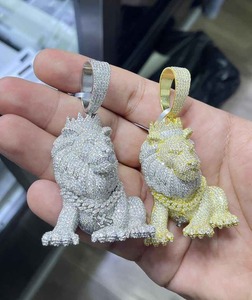 Exclusivo Colgante de Plata de Ley con Diamantes Moissanite VVS para Hombre, Diseño de León Estilo Hip Hop, Personalizado, para Venta al por Mayor - Product Image 4