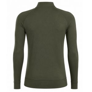Pull de golf à manches longues vert olive avec fermeture éclair quart de tour pour homme – Haut de performance sportif, tenue d'entraînement en extérieur, vêtement athlétique décontracté - Product Image 2
