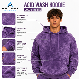 Sudadera con Capucha Unisex, Lavado Ácido, Corte Regular, Estilo Vintage, 100% Algodón, Felpa, Logotipo Frontal, OEM, ODM, Marca Privada, Venta al Por Mayor, Personalizada - Product Image 5