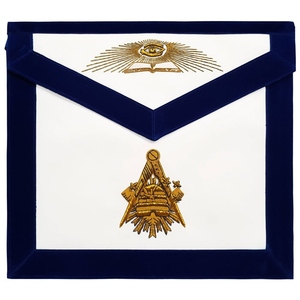 Master Mason Blue Lodge <b>Apron</b> Hand Embroidery <b>White</b> Leather with Cords Premium Masonic Regalia - Product Image 3