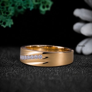 Anillo de Compromiso y Boda para Mujer, Oro Amarillo Phoenix, Plata 925, Moissanita con Engaste de Puntas, Diseño Geométrico Minimalista - Product Image 2