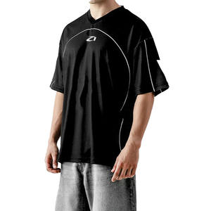 Maillot de football américain noir personnalisé en gros, 100 % polyester, maille respirante, vêtements de sport, t-shirts, maillot de football vintage pour les acheteurs américains - Product Image 5