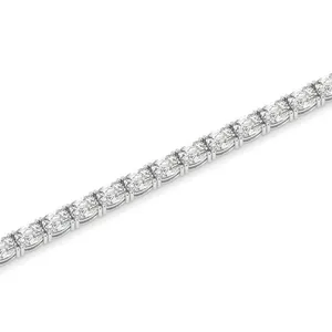 Pulsera de tenis con diamantes de corte cojín alargado de 24 quilates, oro blanco de 14K cultivado en laboratorio - Product Image 4