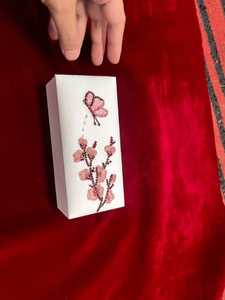 Caja de Joyería Promocional de Lino Bordada a Mano con Logotipo Personalizado, Impresión por Transferencia de Calor, Tarjeta de Regalo Imprimible para Cumpleaños, Diseño Floral - Product Image 1
