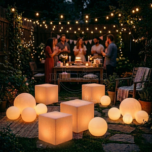 Ensemble de décoration de fête LED pour les États-Unis, le Royaume-Uni, l'Australie et le Canada, 10 boules lumineuses et 4 tabourets cubes, mariage, <span class=keywords><strong>anniversaire</strong></span>, événements en plein air et en intérieur, service DDP - Product Image 2