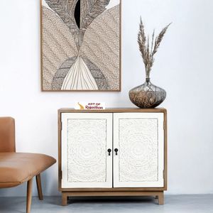 Antique Luxury Solid Wood <b>Sideboard</b> Cabinet with Doors for Living Room Entryway <b>Storage</b> - Product Image 1