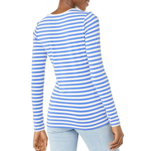 T-shirts pour femmes à manches longues, noirs, de haute qualité, personnalisés, en gros, couleurs unies, confortables, sportifs, décontractés, OEM - Product Image 3