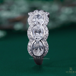 Anillo de Compromiso con Diamante de Laboratorio de Corte Oval Redondo de 4.691 Quilates, Color D E, Oro Amarillo o Blanco Sólido de 9k, 10k, 14k, 18k, Anillo de Boda para Novia - Product Image 3