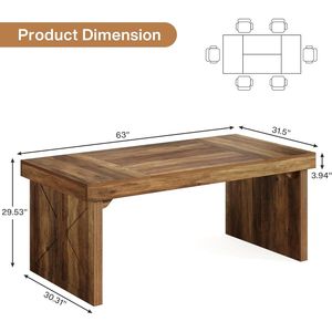 Modern <b>6ft</b> Rectangular Conference <b>Table</b> 63 Inches Wood Seminar <b>Table</b> Boardroom Desk for Meetings & Conferences - Product Image 4