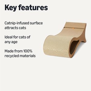 Griffoir pour chat avec lit de repos, coussin en forme de lit avec jouet à bille et herbe à chat, 34,3 x 11,8 x 11,8 po, couleur bois - Product Image 2
