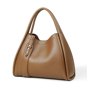 Bolso Hobo Clásico de Cuero Genuino para Mujer, Gran Capacidad, Parte Superior Abierta, Dos Asas, Color Marrón, Uso Diario - Product Image 4