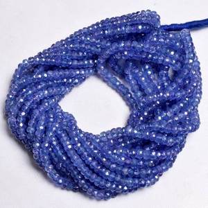 Perles facettées en Tanzanite bleue, forme Rondelle, 4 mm, pierre naturelle, évaluation tierce, marque Chakralume, pour la fabrication de bijoux - Product Image 3
