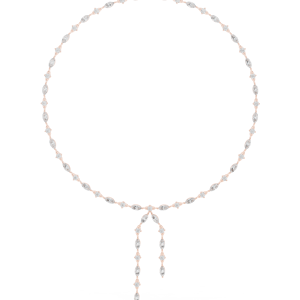 Collar Lariat de Oro Rosa para Mujer con Colgante en Forma de Y y Moissanita de Corte Marquesa - Product Image 1