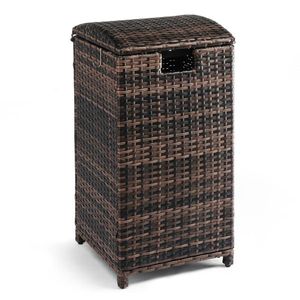 33-Gallon Wicker Patio Trash Bin Brown Rattan Storage Can with Lid for Porch Backyard Deck Patio Poolside - Product Image 1