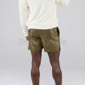 Casual Wear Hot Sale <b>Men's</b> Leather Shorts Light Weight 100% Leather made <b>Men's</b> Gym Shorts <b>for</b> sale In Reasonable Price - Product Image 2