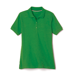Polo à manches courtes vert pour femme Harry Johnson Production, 100 % coton tricoté, couleur unie, coupe classique, 2026 - Product Image 1