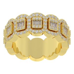 Bague Halo en Argent 925 avec Diamant Moissanite, Cercle Extérieur Entrelacé, Création Fine et Lourde, Cadeau pour Mère, Bague pour Femme - Product Image 2