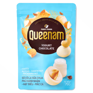 ช็อกโกแลตดรากีฮาลาลขายดี ราคาพิเศษ รับผลิตแบรนด์ส่วนตัว ขายส่ง ช็อกโกแลตเคลือบโยเกิร์ต อัลมอนด์ เม็ดมะม่วงหิมพานต์ แมคคาเดเมีย นัท 75 กรัม - Product Image 1