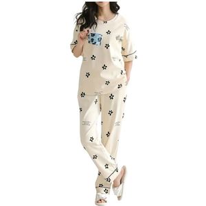 Women’s Soft Cotton Printed Pajama Set Round Neck Half Sleeve Top & <b>Pyjama</b> Pants Lounge Wear - Product Image 1