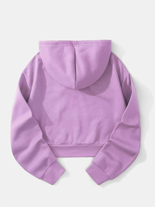 Sweat-shirt à capuche court pour femme, couleur unie, avec cordon de serrage, qualité supérieure, vente en gros OEM - Product Image 5